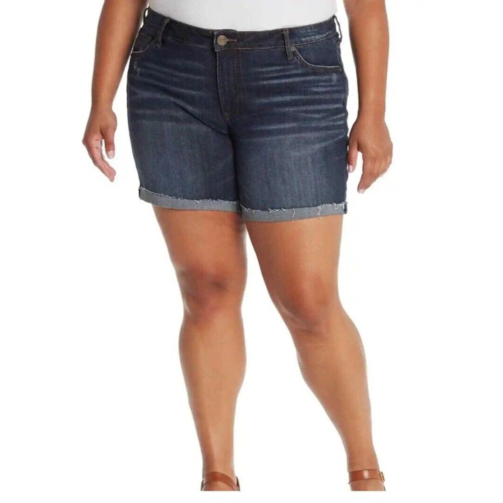 Kut from the Kloth Katy Boyfriend Denim Dark Blue Shorts NWT Plus Size 24W